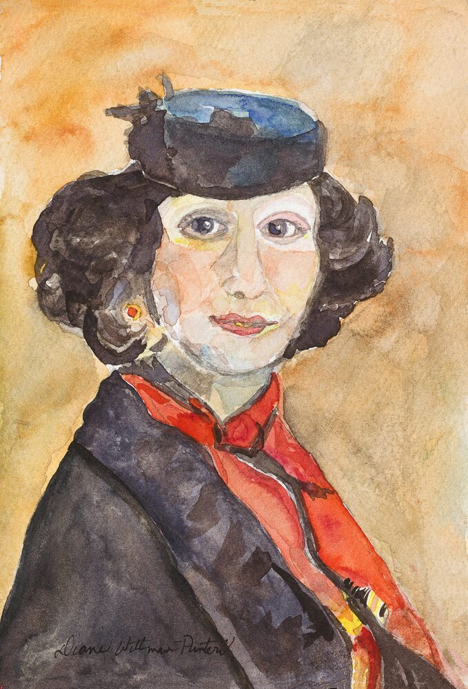 Portrait of Nerina Badioli, watercolor painting by Three Feathers Art